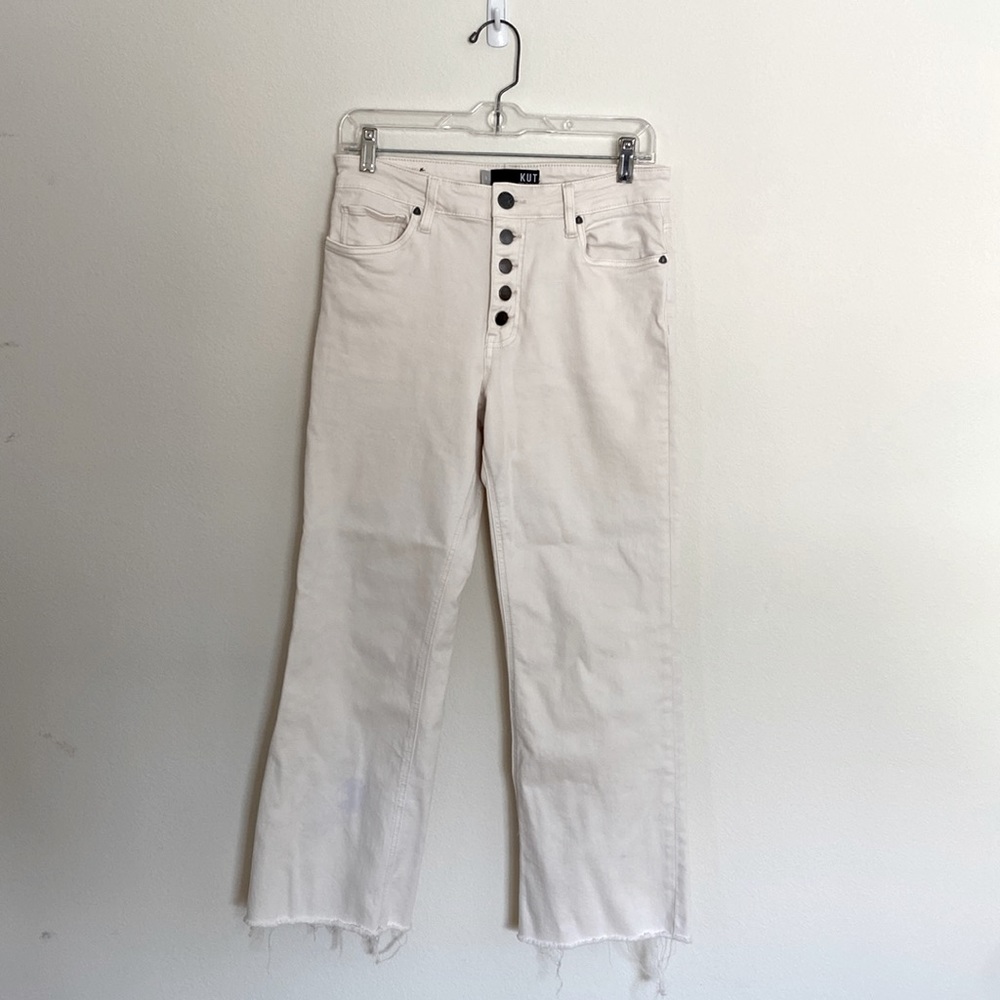 KUT FROM THE KLOTH Cream White Kelsey Flare Jeans